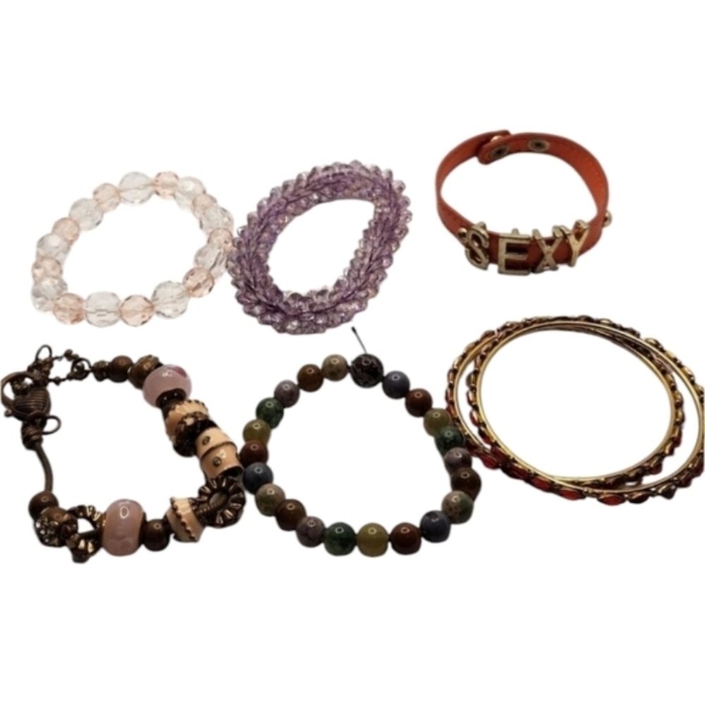Variety of Womens Bracelets 24K Gold Bead Bracelets Orange Purple